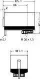 Zeichnung eines Elektromotors mit Anschlussdetails, dargestellt in seitlicher und oberer Ansicht. Komponenten und Maße sind deutlich sichtbar. Produkt von IMI Hydronic Engineering.